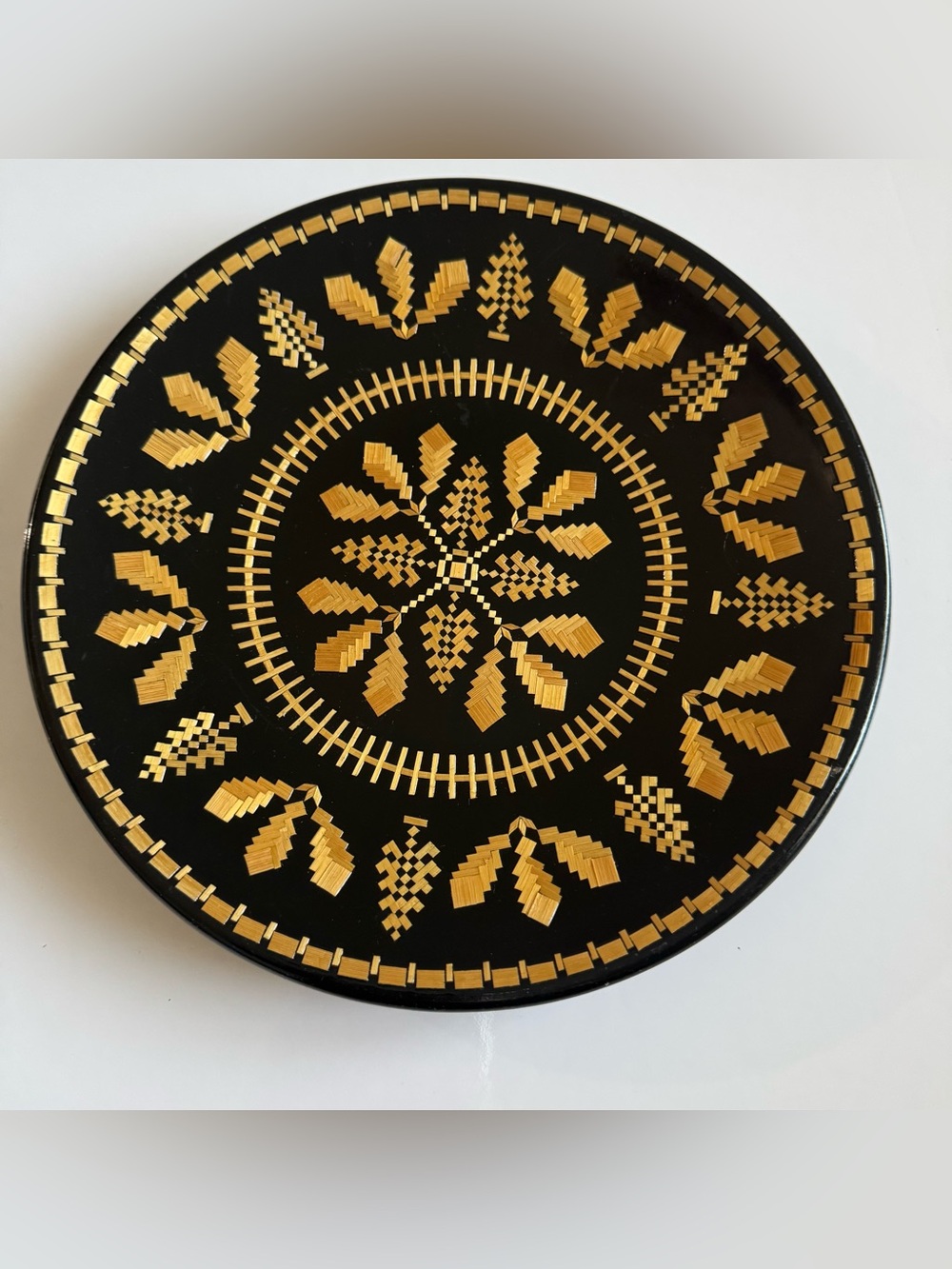 Vintage Soviet USSR Decorative Plate Black & Gold Kiev Souvenir 10”